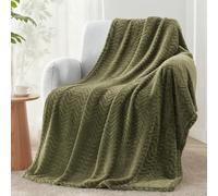 Exclusivo Mezcla Fleece Throw Blanket for Sofa, 127x178 CM Cozy Lightweight Blankets for All Season, Decorative Giftable Fuzzy Plush Wave Textured Throws for Women, Men, Navy Blue