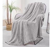 Exclusivo Mezcla Fleece Throw Blanket for Sofa and Bed, 127x178 CM Soft Cozy Jacquard Flannel Blankets, Lightweight Fuzzy Plush Warm Throws for All Seasons, Light Grey