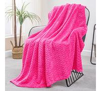 Exclusivo Mezcla Fleece Throw Blanket for Sofa and Bed, 127x178 CM Soft Cozy Jacquard Flannel Blankets, Lightweight Fuzzy Plush Warm Throws for All Seasons, Hot Pink