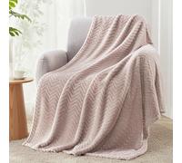 Exclusivo Mezcla Fleece Throw Blanket for Sofa, Lightweight Jacquard Bed Blanket for Spring Summer, Soft Cozy Breathable Throws, 130x170 CM, Camel