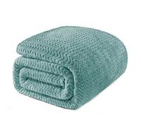 Exclusivo Mezcla King Size Fleece Blanket for Bed, 230x265 CM Cozy Lightweight Blankets for All Season, Decorative Giftable Fuzzy Plush Wave Textured Suitable for Women, Men, Celadon