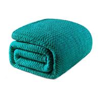 Exclusivo Mezcla King Size Fleece Blanket for Bed, 230x265 CM Cozy Lightweight Blankets for All Season, Decorative Giftable Fuzzy Plush Wave Textured Suitable for Women, Men, Teal