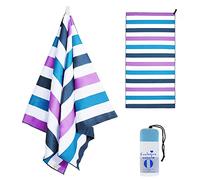 Exclusivo Mezcla Microfiber Quick Dry Beach Towel, Oversized Sand Free Beach Towel for Travel/Camping/Sports (Striped Dark Purple, 88cm x 178cm - Super Absorbent, Compact and Lightweight