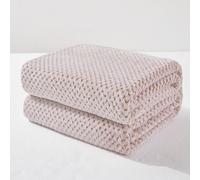 Exclusivo Mezcla Queen Size Fleece Bed Blanket 230x230 CM Soft Jacquard Weave Waffle Pattern Blankets for Bed Settees Mixed Camel - This product