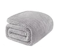 Exclusivo Mezcla Queen Size Fleece Blanket for Bed, 230x230 CM Cozy Lightweight Blankets for All Season, Decorative Giftable Fuzzy Plush Wave Textured Suitable for Women, Men, Light Grey