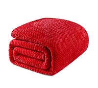 Exclusivo Mezcla Queen Size Fleece Blanket for Bed, 230x230 CM Cozy Lightweight Blankets for All Season, Decorative Giftable Fuzzy Plush Wave Textured Suitable for Women, Men, Red