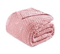 Exclusivo Mezcla Queen Size Fleece Blanket for Bed, 230x230 CM Soft Cozy Jacquard Flannel Blankets, Lightweight Fuzzy Plush Warm for All Seasons, Dusty Pink