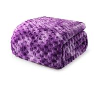 Exclusivo Mezcla Queen Size Soft Fleece Blanket, 230x230 CM Stylish Jacquard Velvet Blanket for Bed, Fuzzy Cozy Lightweight for All Season, Tie-dye Purple