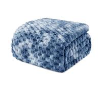 Exclusivo Mezcla Queen Size Soft Fleece Blanket, 230x230 CM Stylish Jacquard Velvet Blanket for Bed, Fuzzy Cozy Lightweight for All Season, Tie-dye Stone Blue