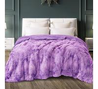 Exclusivo Mezcla Sherpa Fleece Queen Size Blanket, Reversible Fuzzy Faux Fur Velvet Plush Blanket, Super Soft for Sofa Couch Bed, 230x230 CM, Purple