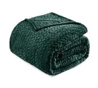 Exclusivo Mezcla Soft Fleece Blanket for Bed, Double Size, Forest Green | 150x200 CM, Soft Breathable Fluffy Blanket for Women, Decorative Plush Bed Throw for Bedroom with Leaves Pattern