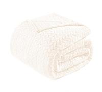 Exclusivo Mezcla Soft Fleece Blanket for Bed, Queen Size, Ivory