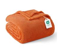Exclusivo Mezcla Soft Waffle Fleece King Size Bed Blanket, 230x265 CM | Warm Lightweight Plush Blanket for Bed, Sofa, Cosy Fluffy Bed Throw for Bedroom, Home Decor for Autumn, Burnt Orange