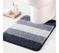 Exclusivo Mezcla Toilet Pedestal Mat, Non Slip Absorbent, U-Shape 50x60cm | Extra Soft Microfiber Shaggy Toilet Mat, Machine Washable Quick Dry Toilet Rug for Bathroom, Toilet Base, Gradient Navy Blue