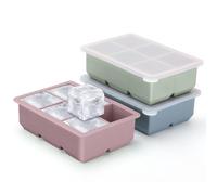 Excnorm Silicone Ice Cube Trays 3 Pack - Large Size Silicone Ice Cube Molds with Leak Proof Removable Lid Square Ice Cube Tray And BPA Free for Cocktail,Whiskey, Stackable Flexible Ice