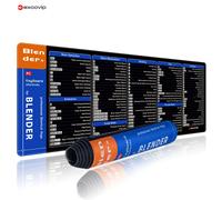 EXCO Shortcuts Mouse Pad for Blender 3D Modeling Large Cheat Sheet Keyboard Mousepad Desk Mat Non-Slip Rubber Base Stitched Edge 800x300x2mm for Blender