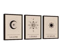 EXCOOL CLUB Boho Celestial Decor - 12x16 Celestial Art Poster, Vintage Star Decor, Sun and Moon Tarot Card Wall Art Print, Aesthetic Astrology Pictures for Bedroom Decorations (UNFRAMED)