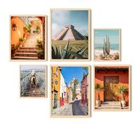 EXCOOL CLUB Mexico Wall Art - 12x16 Vintage Mexico Poster, Western Pictures Wall Decor, Cactus Art Prints, Mexican Art Wall Decor, Southwest Landscape Photo for Home Bedroom Decorations (UNFRAMED)