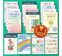 Excool Club Sunday School Decorations For Classroom - 16 Book Of The Bible Posters For Kids, Ten Commandments Fruit Of The Spirit Wall Art, Bible Study Supplies For Christian Classroom Decor (11"x17")