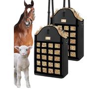 Excoutsty Hay Bags for Horses,3 Packs Slow Feed Hay Bags for Goats,Sheep,Donkey,600D Reinforced Oxford Hay Feed Bags with Front Hay Nets Design, Easy to Fill and Hang with Large Opening (2Black)