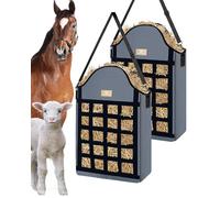 Excoutsty Hay Bags for Horses,4 Packs Slow Feed Hay Bags for Goats,Sheep,Donkey,600D Reinforced Oxford Hay Feed Bags with Front Hay Nets Design, Easy to Fill and Hang with Large Opening (2Grey)