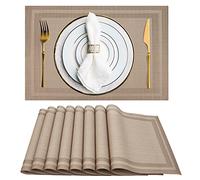 EXCOVIP Set of 8 Placemats, Non-Slip Crossweave Woven Vinyl Insulation Place Mat Washable Table Mats For Restaurants Party Decoration 45 x 30 cm(Champagne)