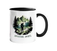 Excudo Trade LTD Adventure Awaits Color Mug Scenic Hiking Coffee Cup with Mountain Trail Design Motivational Gift for Backpackers Campers Nature Explorers and Outdoor Lovers Color Ceramic Mug - Black