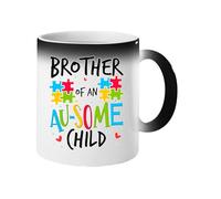 Excudo Trade LTD Brother of an Ausome Child Heat Magic Mug Color Changing Puzzle Cup for Autism Support Reveal Boys Autistic Siblings Unique Gift Idea Birthday Present - Black