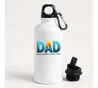 Excudo Trade LTD Dad Brave Warrior Smart Wise Water Bottle Inspirational Fathers Day Gift for Daddy Strong Father Quote Hydration Bottle Surpise for Him Husband Motivational Gym Sports Travel - White