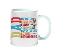 Excudo Trade LTD Dad Devoted Fearless Funny Strong Adventurous Loving Hardworking Color Handle Mug Inspirational Fathers Day Gift for Daddy Coffee Cup with Quote - Lime