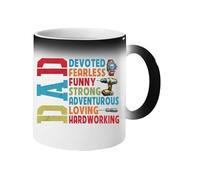 Excudo Trade LTD Dad Devoted Fearless Funny Strong Adventurous Loving Hardworking Magic Mug Color Changing Coffee Cup Inspirational Fathers Day Gift for Daddy Heat Reveal Unique - Black