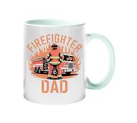 Excudo Trade LTD Firefighter Dad Color Handle Mug Fireman Coffee Cup for Daddy Fathers Day Gift Fire Department Hero Father Gift Red Fire Truck Design Surprise for Proud - Lime