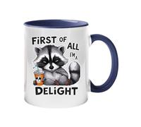 Excudo Trade LTD First of All I m a Delight Funny Raccoon Color Mug Two-Tone Animal Cup Attitude White Ceramic Coffee Sarcastic Gift Tea Cup with Skull Drink for Home or Office - Dark Blue