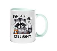 Excudo Trade LTD First of All I m a Delight Funny Raccoon Color Mug Two-Tone Animal Cup Attitude White Ceramic Coffee Sarcastic Gift Tea Cup with Skull Drink for Home or Office - Lime