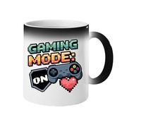 Excudo Trade LTD Gaming Mode ON Magic Mug Heat Sensitive Color Changing Gamer Coffee Cup Funny Controller Design Gift for Him Her Retro Gaming Mug for Geeks Nerds Console Players Streamers - Black