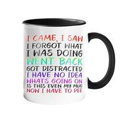 Excudo Trade LTD I Came I Saw I Forgot Color Handle Mug Funny Novelty Gift Coffee Cup Wife Husband Mum Dad Friends Birthday Celebration - Black