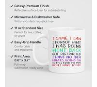 Excudo Trade LTD I Came I Saw I Forgot White Mug Funny Coffee Tea Cup Novelty Birthday Celebration Gift Mum Dad Sister Brother Humorous Friend Colleague Work Quotes Gift Secret Santa White Mug