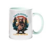 Excudo Trade LTD I Hate People I Love The Beer Color Mug Color Handle Funny Present Gift Idea for Love Husband Wife Dad Mum Friend Party Mug Couple Present Nature Fans Sarcastic - Lime