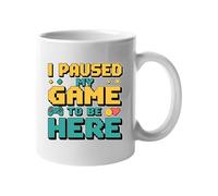 Excudo Trade LTD I Paused My Game to Be Here Mug Funny Gamer Coffee Cup Controller Video Game Gift for Him Her Geek Nerd Gaming Mug for Console Players Kids Teens and Adults White Mug