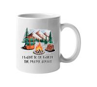 Excudo Trade LTD I Want to Be Where The People Arent Mug Camping Fire Backpack Mountain Gift White Ceramic Coffee Cup for Hikers Outdoor Lovers & Nature Retreat Fans White Mug