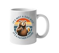 Excudo Trade LTD Its Not a Dad BOD Its a Father Figure Mug Funny Bear Drinking Beer Retro Vintage Design Gift White Ceramic Coffee Cup Joke White Mug