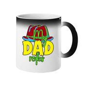 Excudo Trade LTD My Dad Rocks Magic Heat-Changing Mug - Colour-Changing Coffee Cup with Fun Hat Design - Gift for Father’s Day or Dad’s Birthday - Black