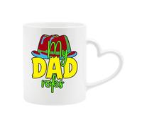 Excudo Trade LTD My Dad Roks Heart Handle Mug - Fun Gift for Dad with Cool Hat Design - 11oz Ceramic Coffee Cup for Father’s Day, Birthday or Special Moments - White
