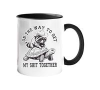 Excudo Trade LTD On The Way to Get My Stuff Together Funny Raccoon and Handle Color Mug Two-Tone Cowboy Hat Animal Cup Slow Life Sarcastic Ceramic Coffee or Tea Mug Gift Present - Black