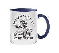 Excudo Trade LTD On The Way to Get My Stuff Together Funny Raccoon and Handle Color Mug Two-Tone Cowboy Hat Animal Cup Slow Life Sarcastic Ceramic Coffee or Tea Mug Gift Present - Dark Blue