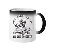 Excudo Trade LTD On The Way to Get My Stuff Together Funny Raccoon and Turtle Magic Mug Color Changing Cowboy Hat Animal Cup Heat Reveal Slow Life Sarcastic Coffee or Tea Mug Gift - Black