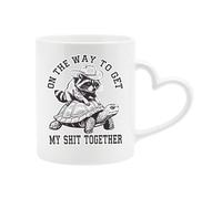 Excudo Trade LTD On The Way to Get My Stuff Together Funny Raccoon Heart Handle Mug Animal Humor Cup Birthday Present Life Sarcastic Ceramic Coffee or Tea Gift for Friends or Coworkers - White