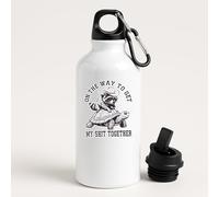 Excudo Trade LTD On The Way to Get My Stuff Together Funny Raccoon Water Bottle Stainless Steel Cowboy Hat Animal Flask Slow Life Sarcastic Reusable Leak-Proof Drink for Gym Work Travel - White