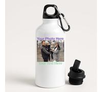 Excudo Trade LTD Personalised Aluminium Water Bottle 500ml - Custom Name Sports Bottle with Carabiner Clip and Straw Lid - Lightweight Leakproof Flask for School, Gym, Travel or Everyday Use - White