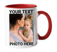 Excudo Trade LTD Personalised Colored Mug Custom Photo Text or Logo Cup Gift for Xmas, Birthdays, Valentine's Day, Christmas, Mum Dad and Work Colleagues Present (Red)